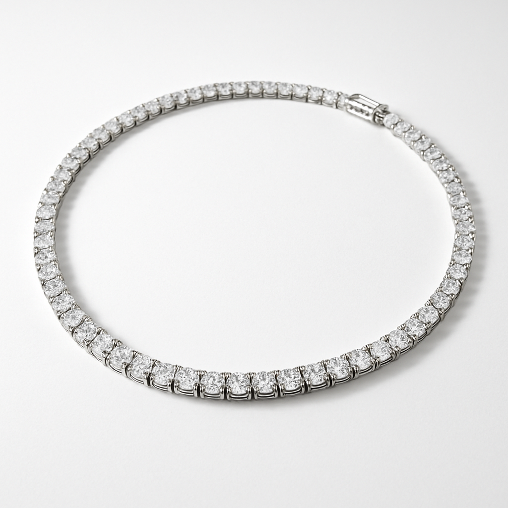 Moissanite Tennis Necklace – 925 Sterling Silver, 16.1 CTTW