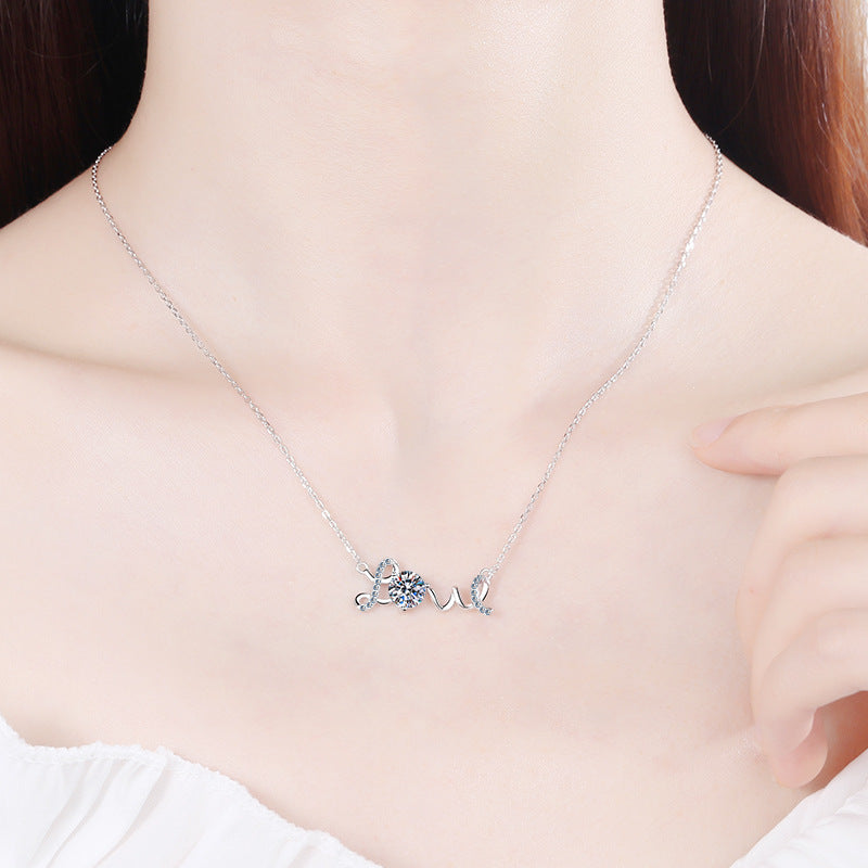 Sterling Silver Plated Moissanite Fashion Classic Necklace