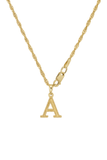 10K Gold Rope Chain Necklace – Letter "A" Charm