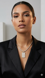Sentiment Jewels™ Unisex Iced Moissanite Dog Tag Necklace with Tennis Chain | Luxury Statement Jewelry