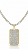 Sentiment Jewels™ Unisex Iced Moissanite Dog Tag Necklace with Tennis Chain | Luxury Statement Jewelry