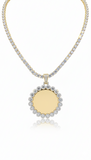 Sentiment Jewels™ Moissanite Tennis Necklace with Iced Pendant — Brass Base, Luxury Finish