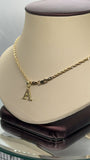 10K Gold Rope Chain Necklace – Letter "A" Charm