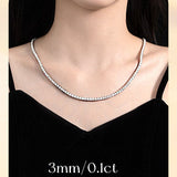 Moissanite Tennis Necklace – 925 Sterling Silver, 16.1 CTTW
