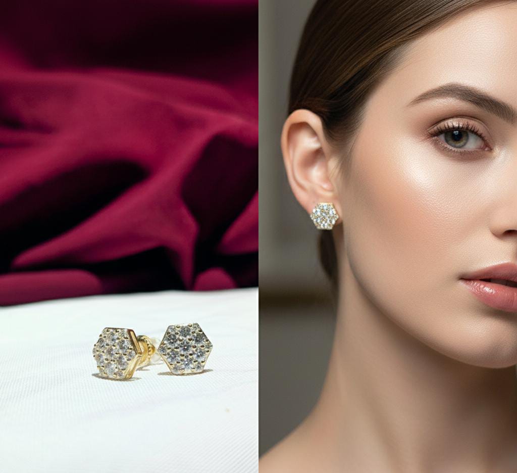 Hexagon Cut Moissanite Earrings – Sparkle with Sentiment