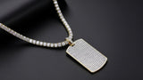 Sentiment Jewels™ Unisex Iced Moissanite Dog Tag Necklace with Tennis Chain | Luxury Statement Jewelry