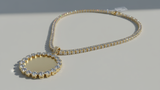 Sentiment Jewels™ Moissanite Tennis Necklace with Iced Pendant — Brass Base, Luxury Finish