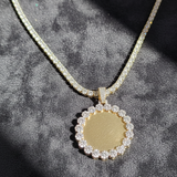 Sentiment Jewels™ Moissanite Tennis Necklace with Iced Pendant — Brass Base, Luxury Finish